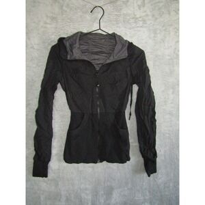 Lululemon Athletica Black Fitted Zip Up Hoodie Thumbholes Yoga Athleisure